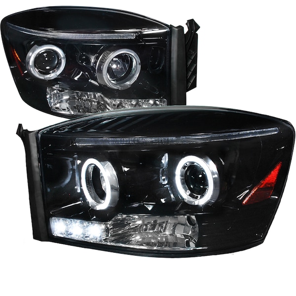 Spec-D Tuning 06-08 Dodge Ram Halo Projector Headlight 2LHP-RAM06G-TM - main